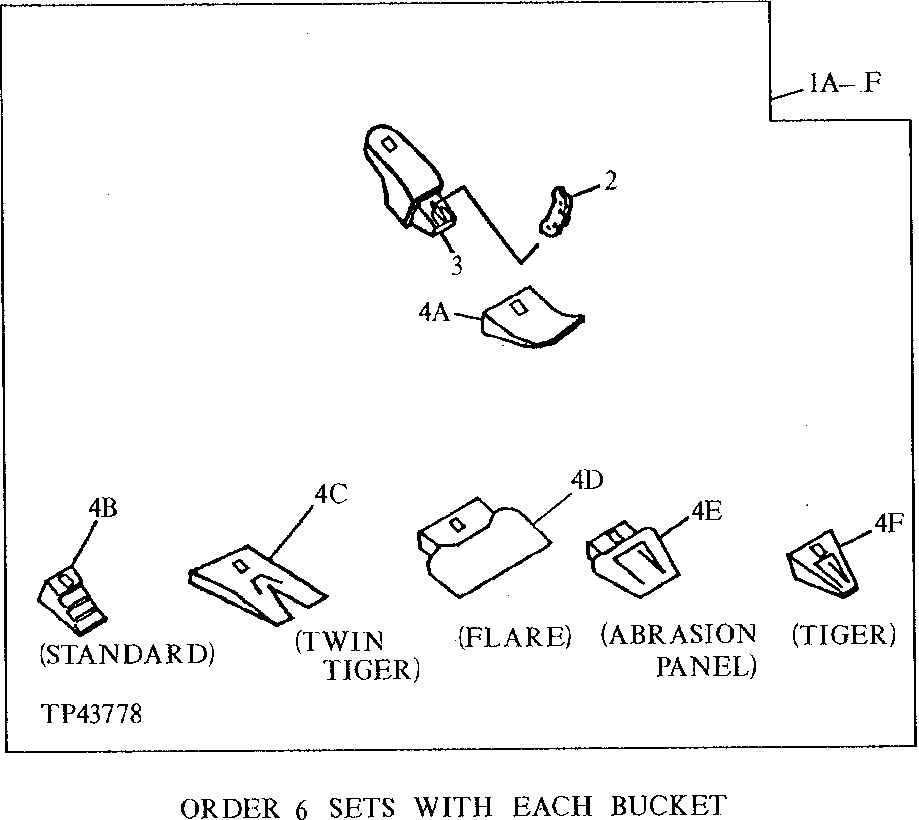 Схема запчастей John Deere 50LC - 232 - TRUCK LOADING BUCKET TOOTH ASSEMBLY 3302 Bucket With Teeth