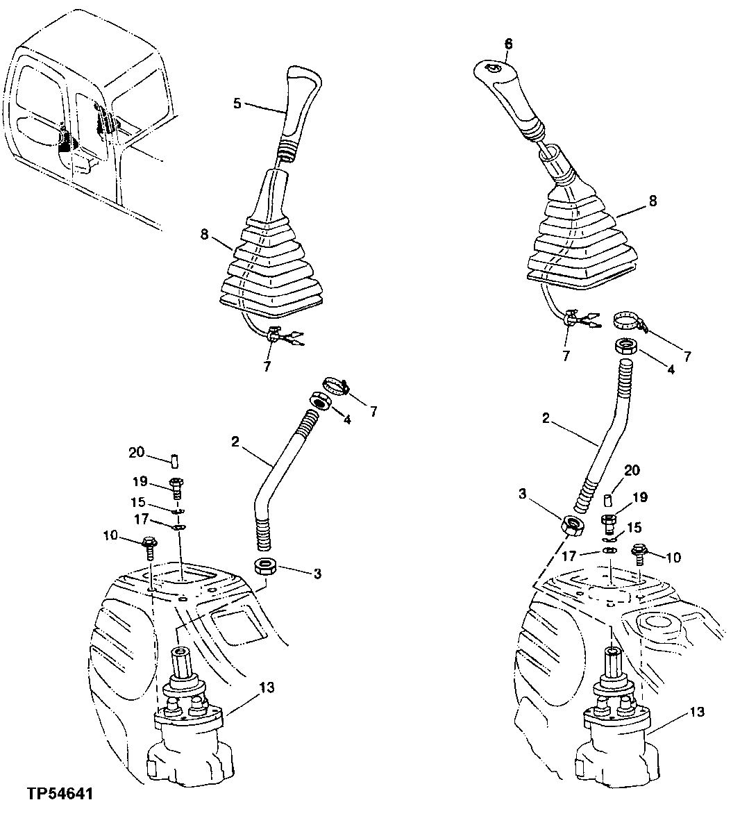 Схема запчастей John Deere 50LC - 233 - Control Lever (Front, Swing) 3315 Control Linkage