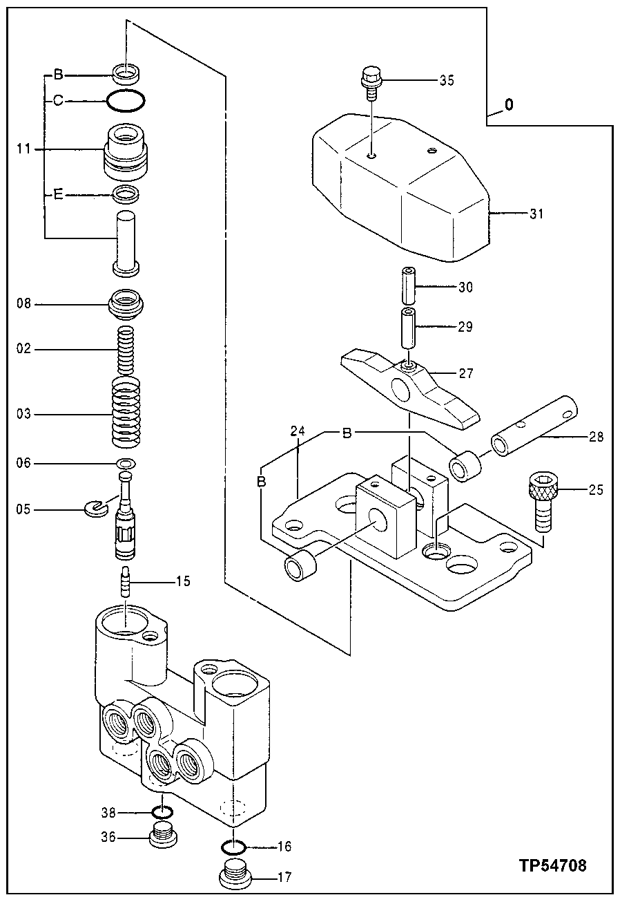 Схема запчастей John Deere 50LC - 239 - Pilot Valve 3315 Control Linkage