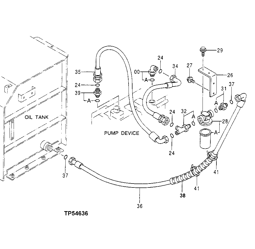 Схема запчастей John Deere 50LC - 252 - Drain Lines (Oil Tank) 3360 Hydraulic System