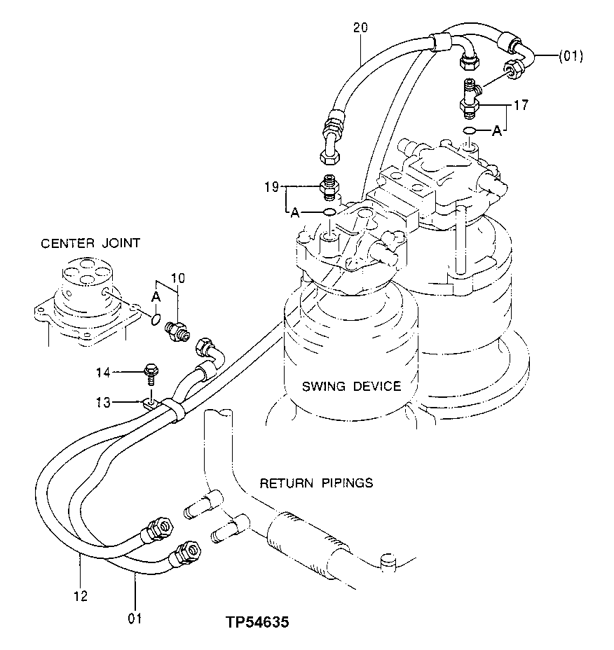 Схема запчастей John Deere 50LC - 273 - Return Lines 3363 Lines, hoses and fittings