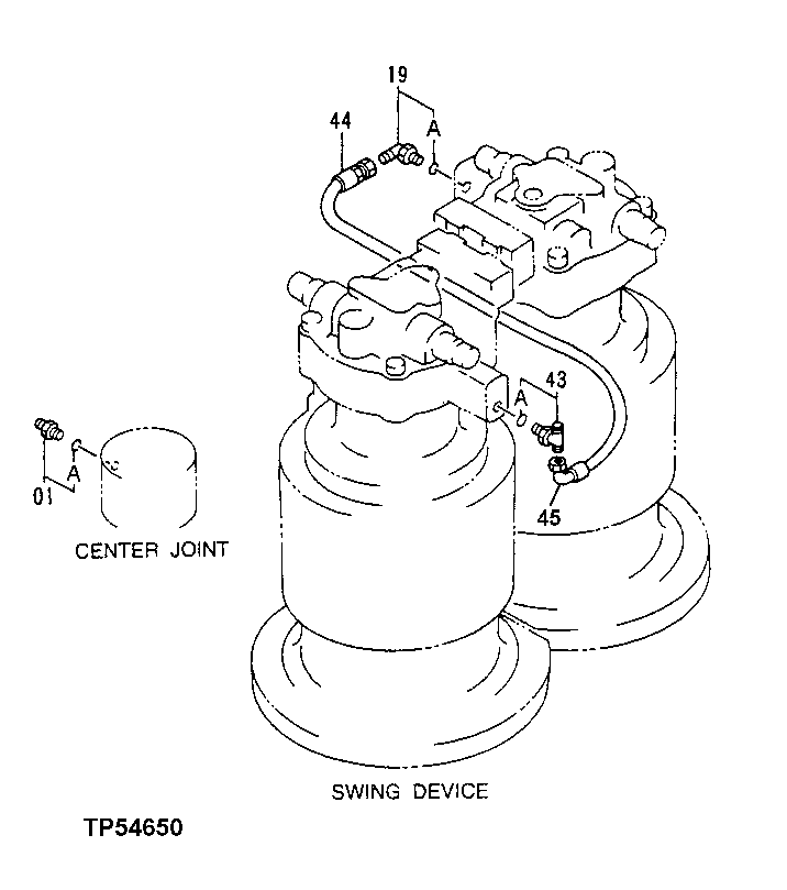 Схема запчастей John Deere 50LC - 281 - Swing Motor Lines 3363 Lines, hoses and fittings