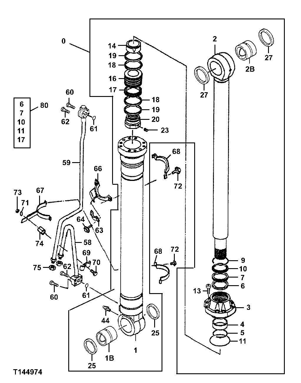 Схема запчастей John Deere 50LC - 296 - Right Boom Cylinder (090467 - ) 3365 Hydraulic Cylinders