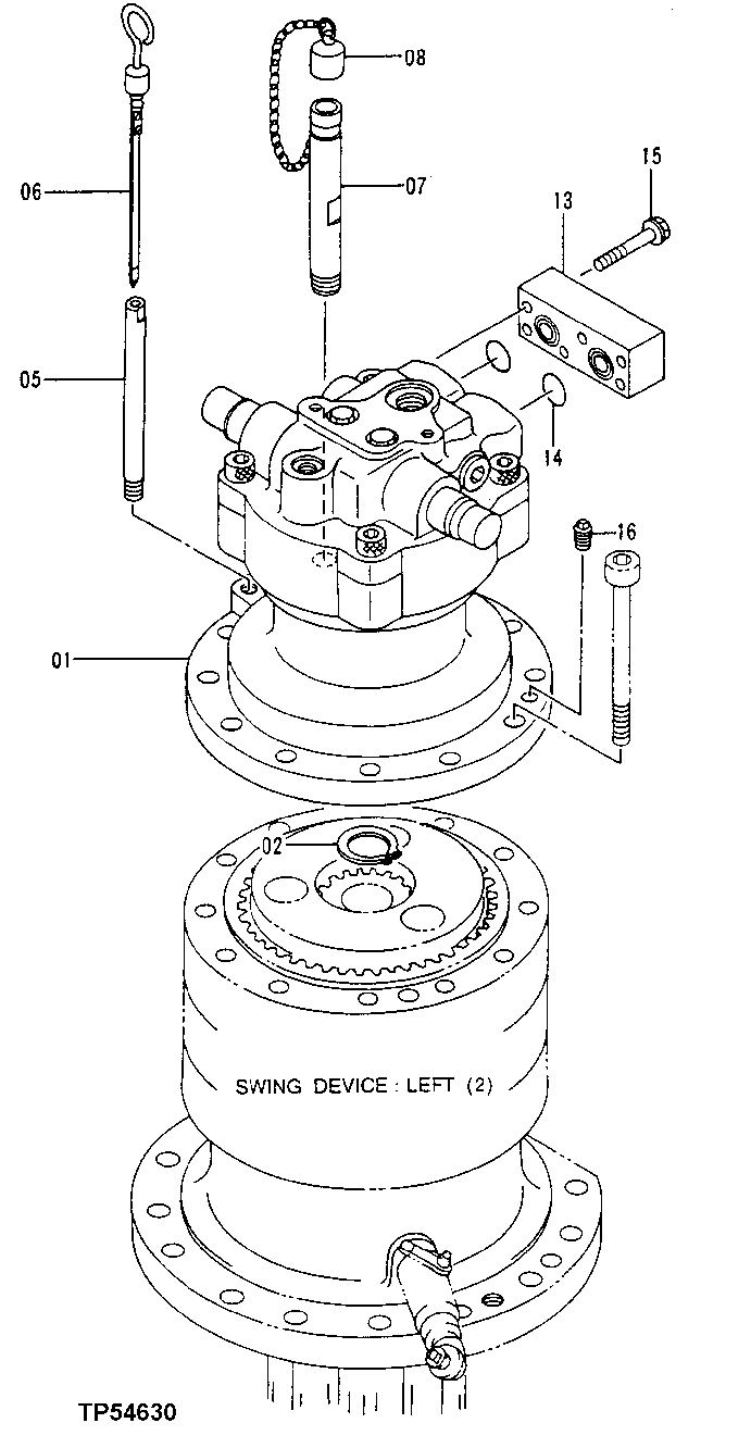 Схема запчастей John Deere 50LC - 324 - Left Swing Motor 4360 Hydraulics