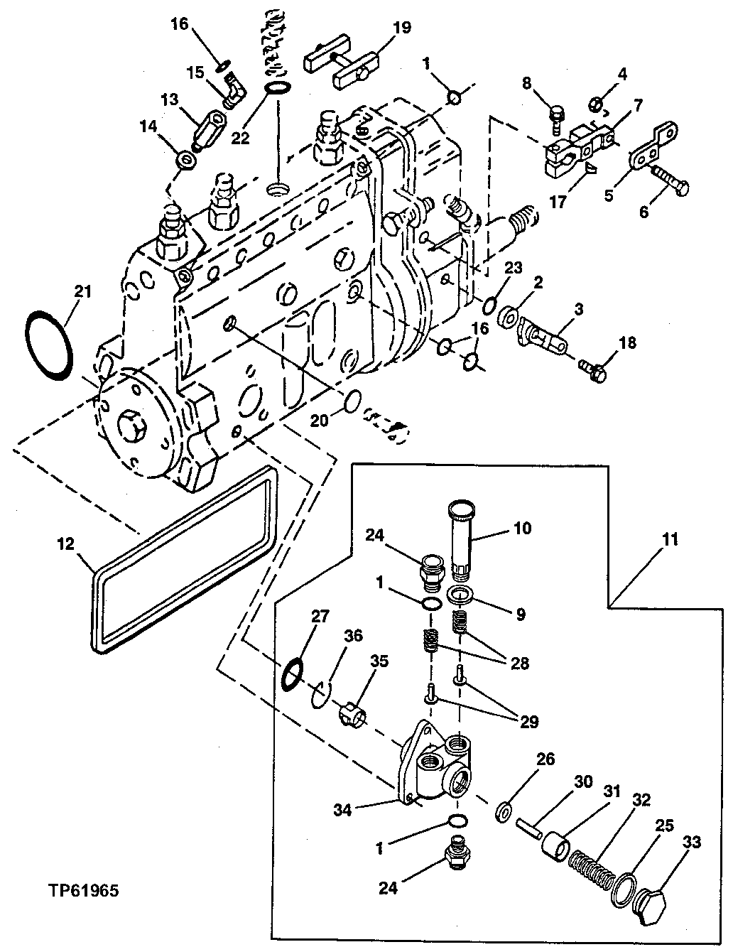 Схема запчастей John Deere 30LC - 47 - Fuel Injection Pump Levers (046291 - ) 0413A Fuel Injection System TO6068HT051 TO6068HT051