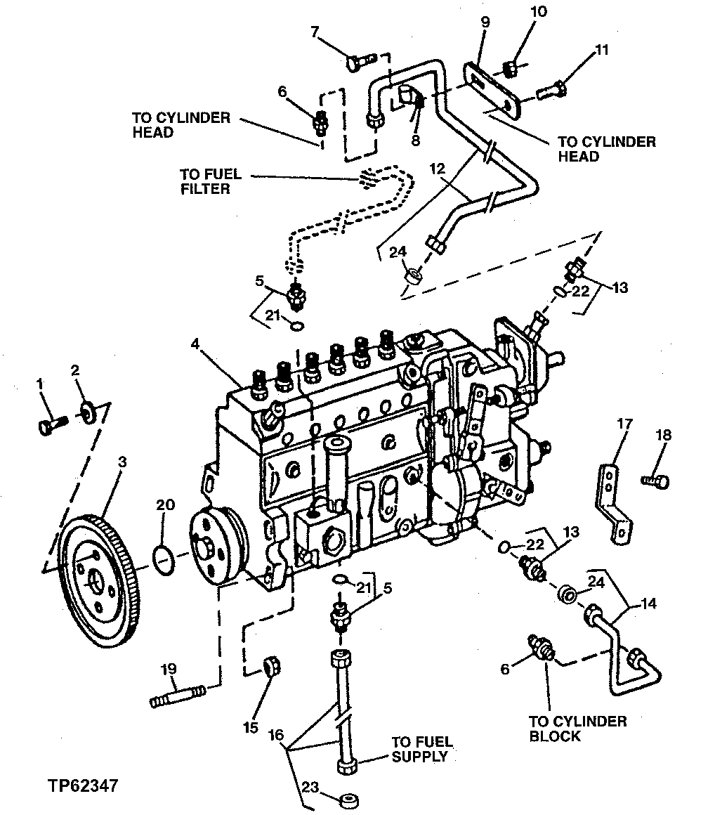 Схема запчастей John Deere 30LC - 46 - Fuel Injection Pump / Lines 0413A Fuel Injection System TO6068HT051 TO6068HT051