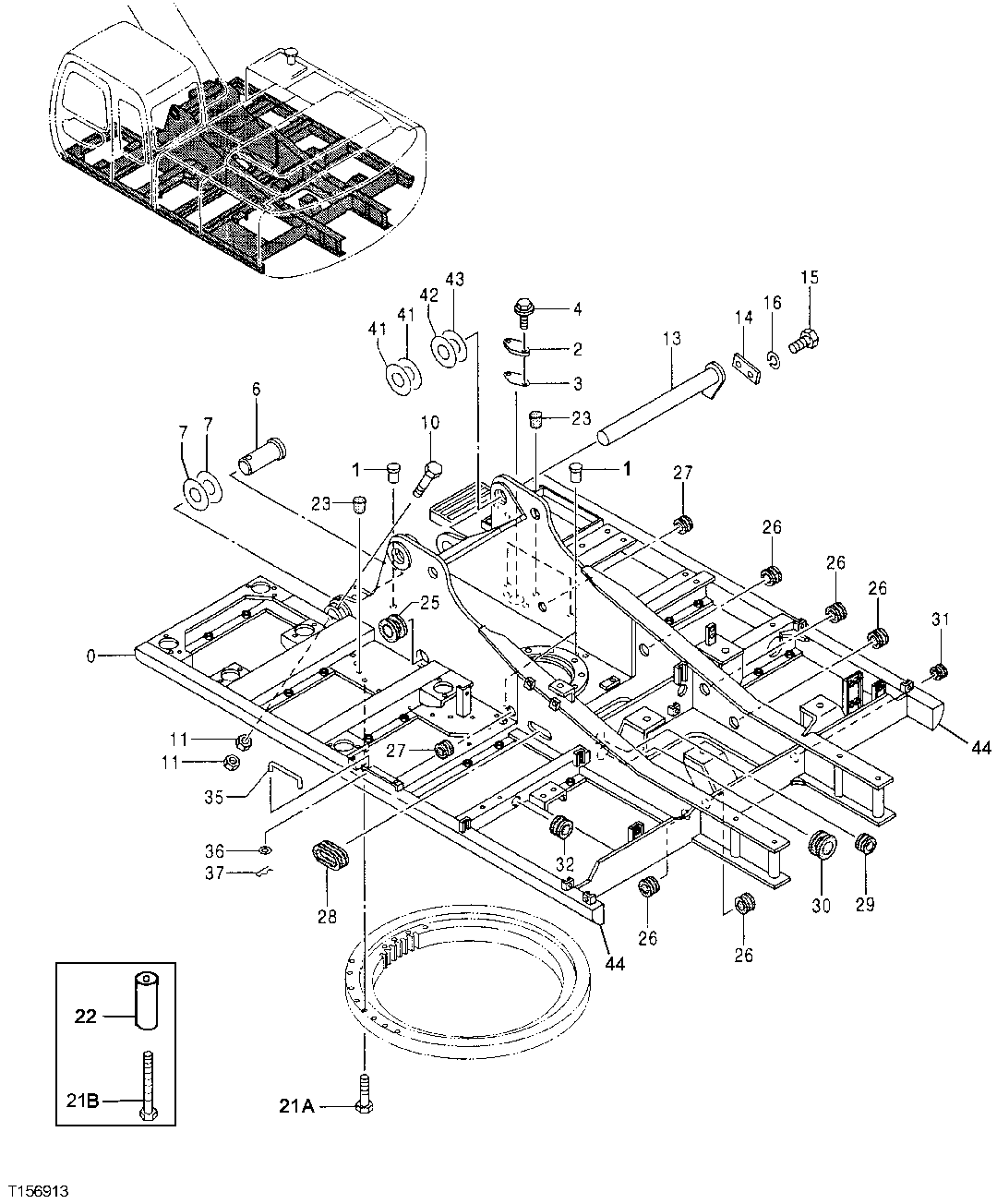 Схема запчастей John Deere 30LC - 154 - Main Frame 1740 Frame Installation