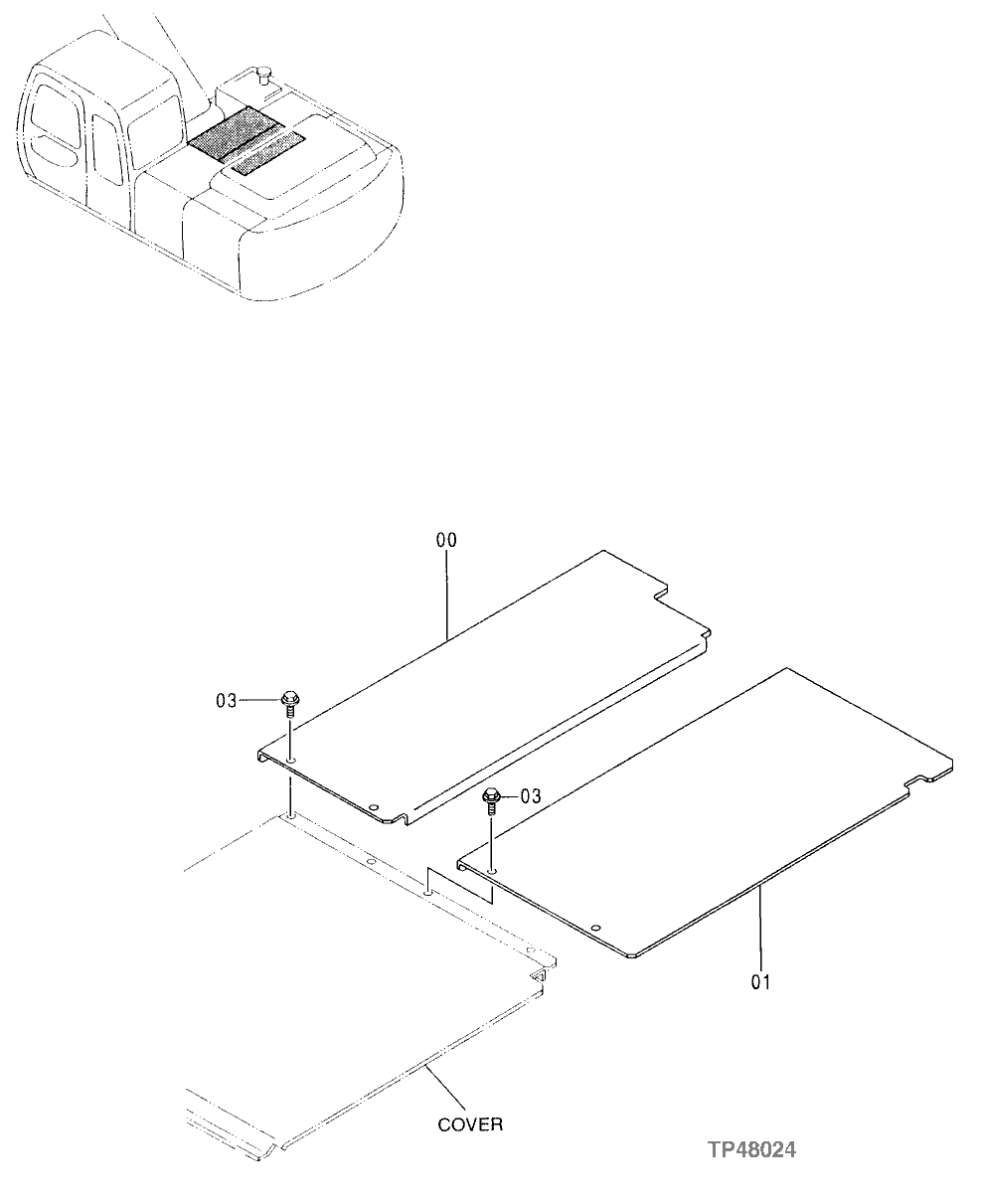 Схема запчастей John Deere 30LC - 208 - Cover 1910 Hood Or Engine Enclosure