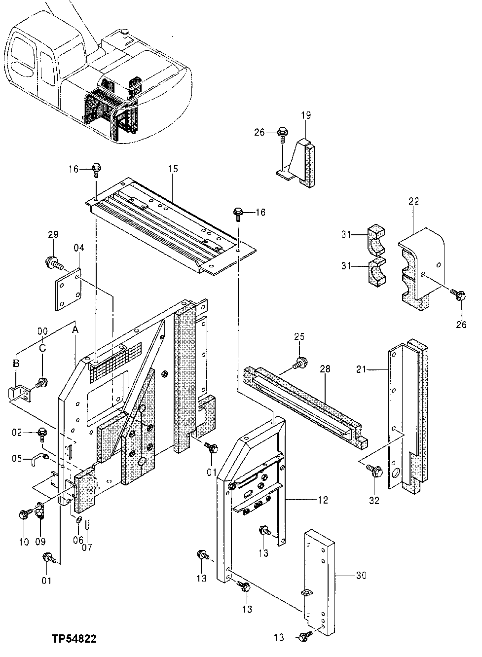 Схема запчастей John Deere 30LC - 209 - Cover 1910 Hood Or Engine Enclosure