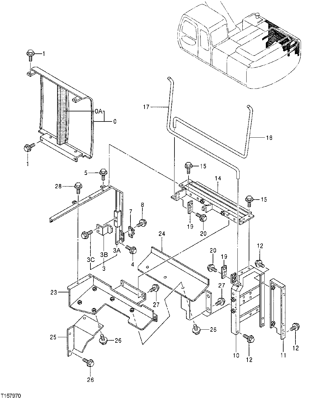 Схема запчастей John Deere 30LC - 210 - Cover 1910 Hood Or Engine Enclosure