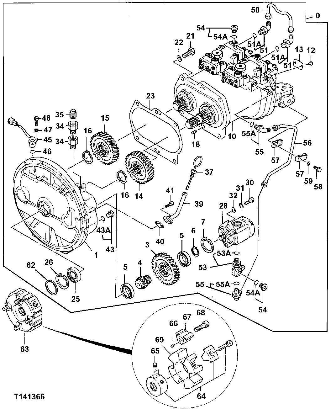 Схема запчастей John Deere 30LC - 221 - Main Hydraulic Pump 2160 Vehicle Hydraulics