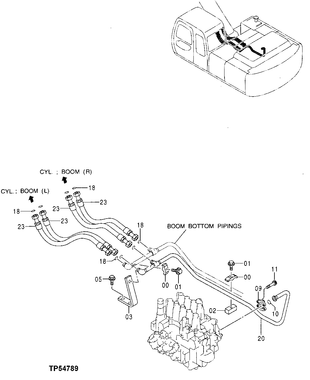 Схема запчастей John Deere 30LC - 285 - Boom Cylinder Lines 3360 Hydraulic System