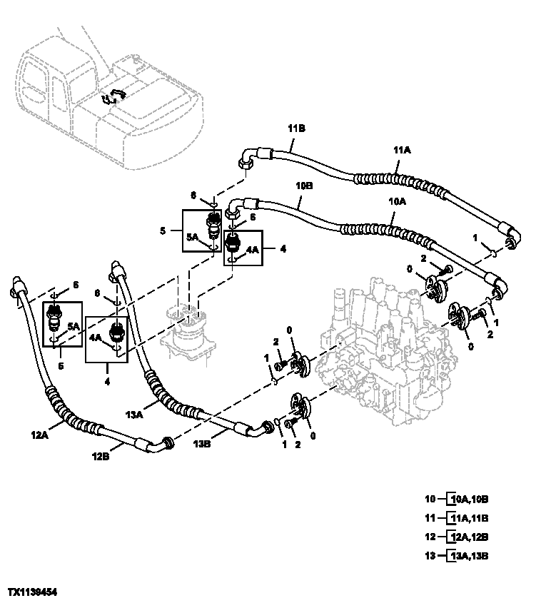 Схема запчастей John Deere 30LC - 288 - MAIN PIPINGS 3360 Hydraulic System