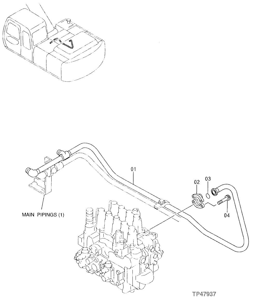 Схема запчастей John Deere 30LC - 289 - Boom Bottom Lines 3360 Hydraulic System