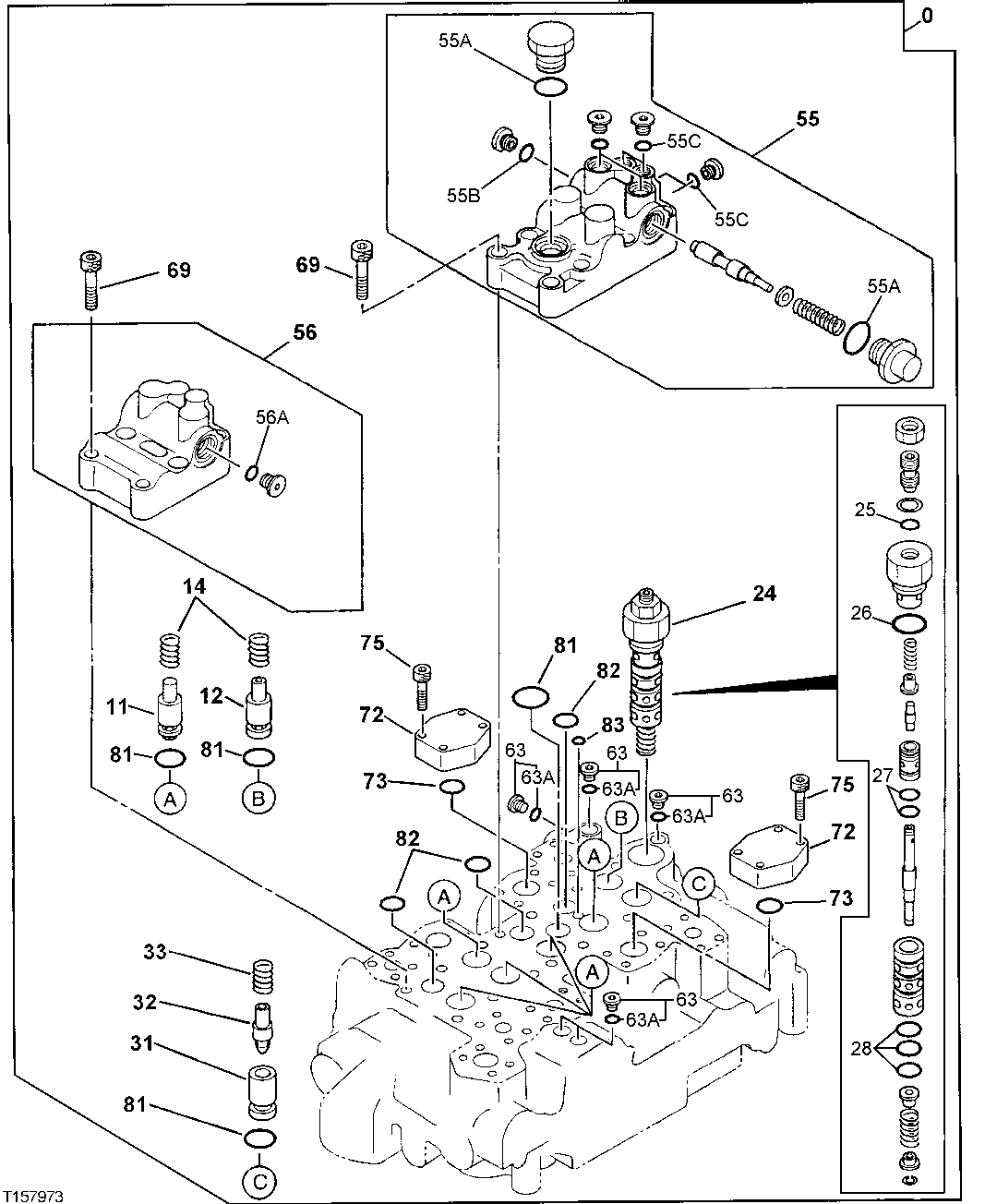 Схема запчастей John Deere 30LC - 293 - Control Valve 3360 Hydraulic System