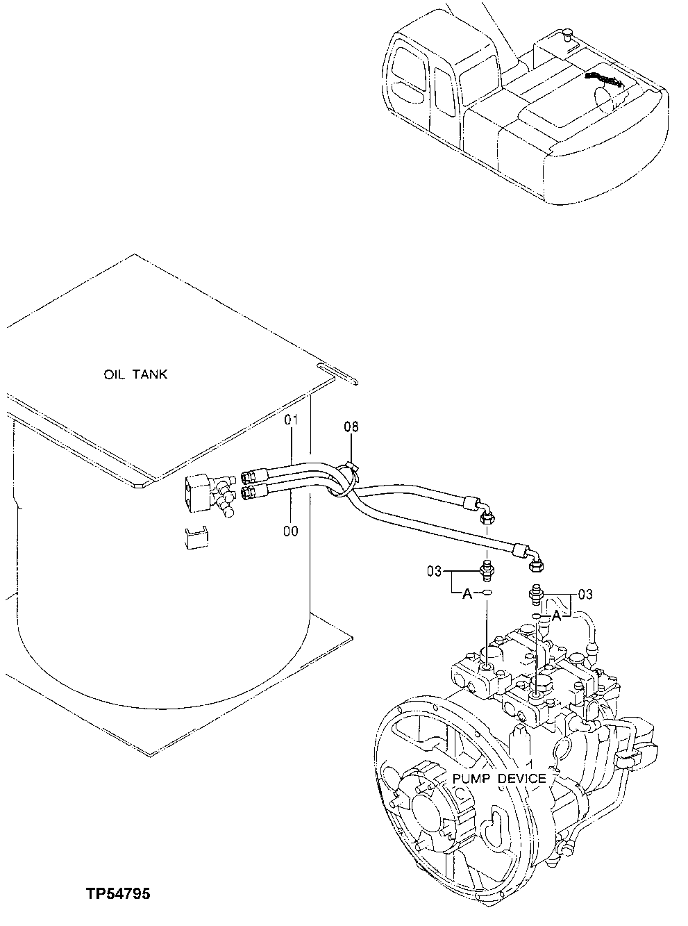 Схема запчастей John Deere 30LC - 302 - Pilot Lines (Oil Tank To Hydraulic Pump) 3360 Hydraulic System