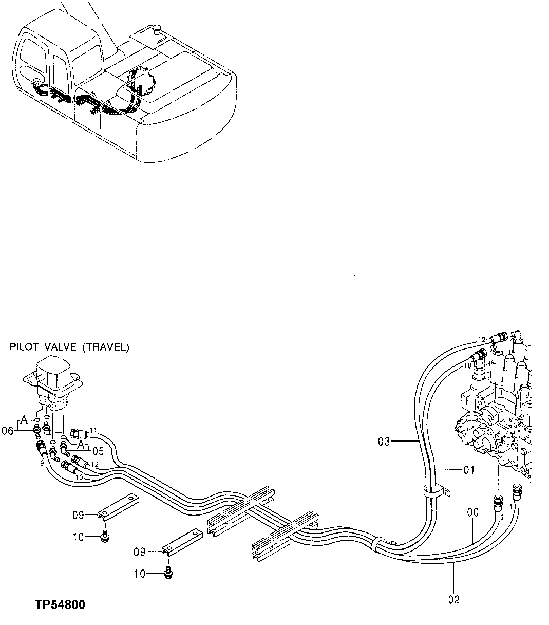 Схема запчастей John Deere 30LC - 307 - Pilot Lines 3360 Hydraulic System