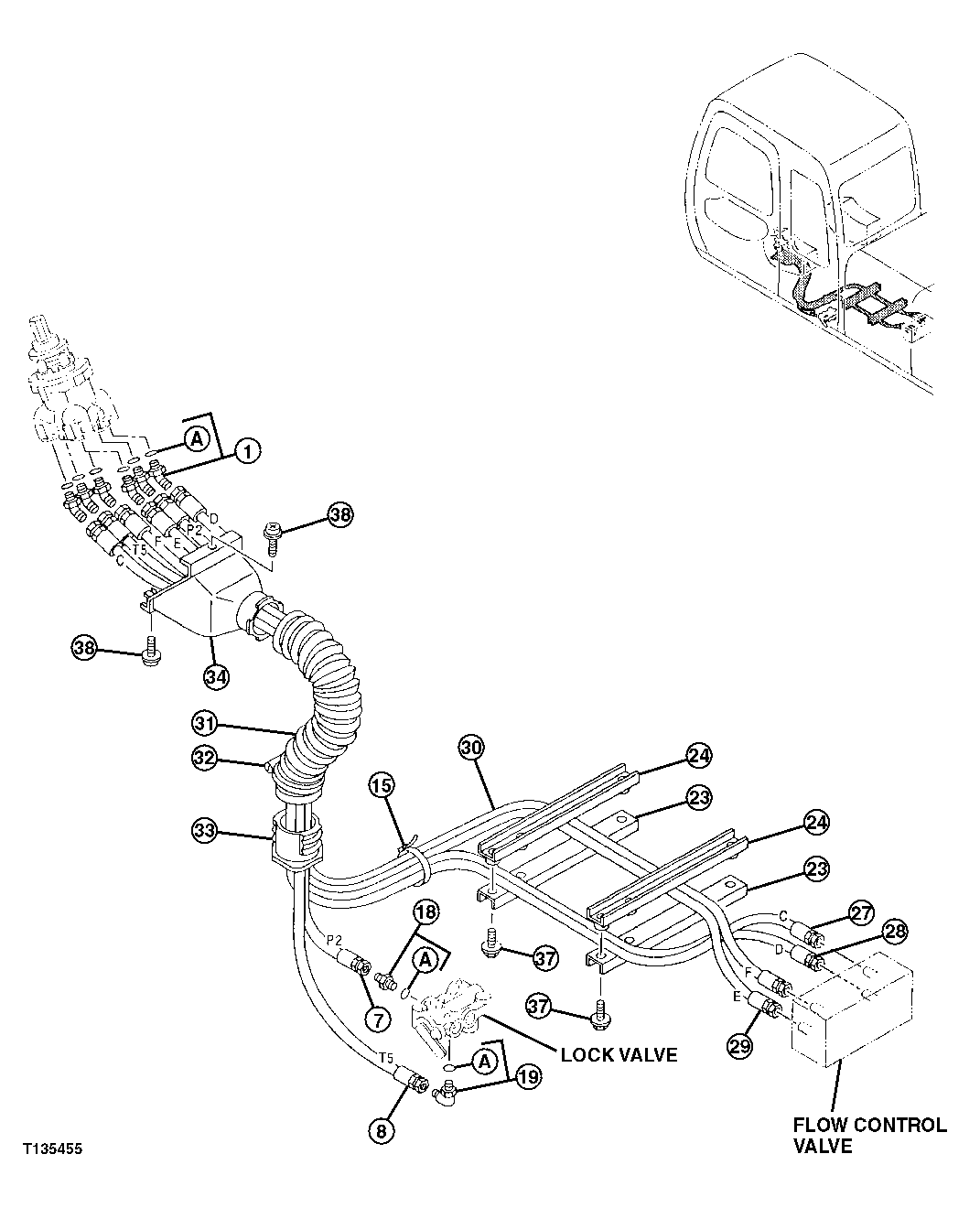 Схема запчастей John Deere 30LC - 309 - Pilot Lines (Pilot Signal Manifold To Left Pilot Controller) 3360 Hydraulic System