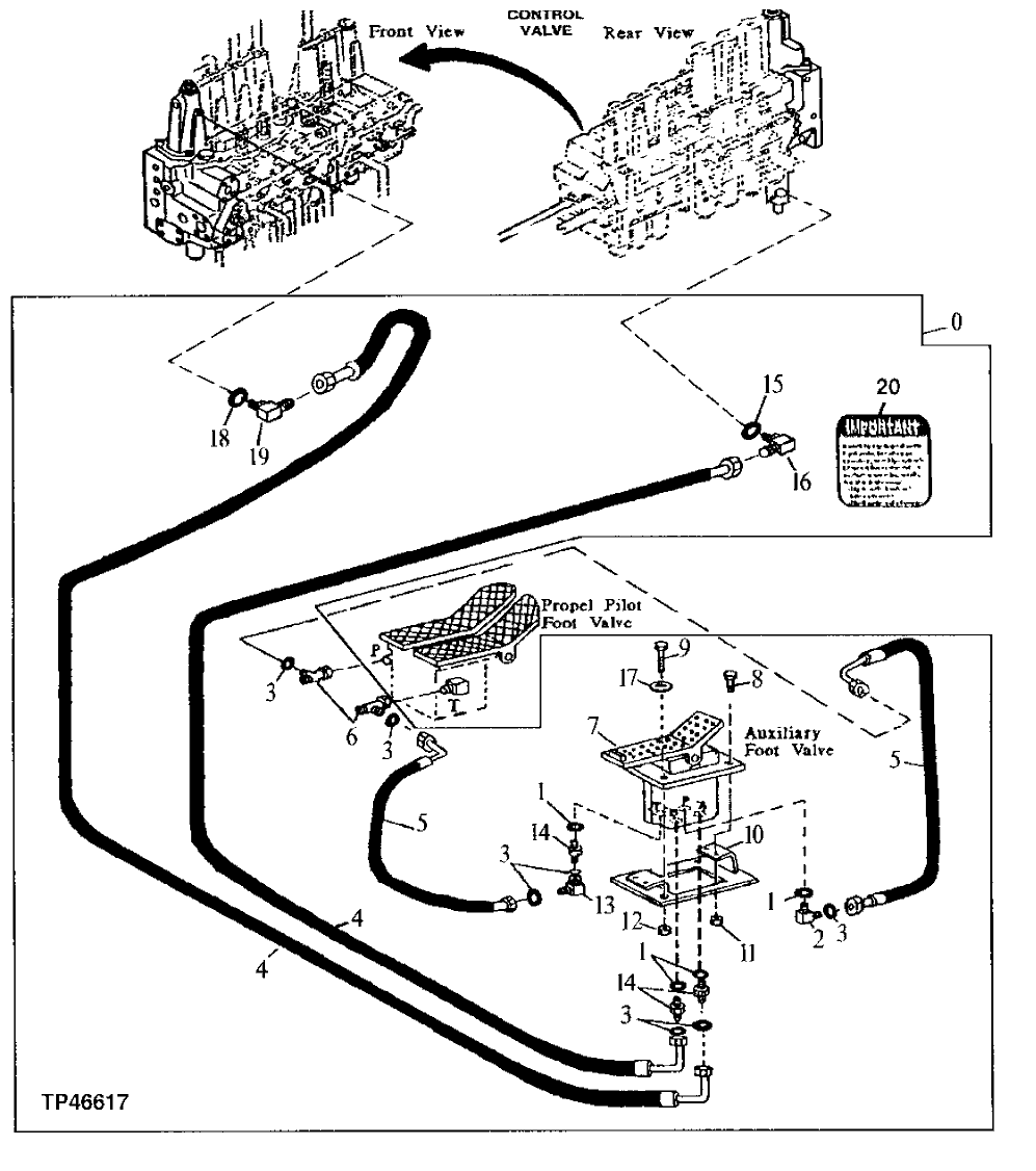 Схема запчастей John Deere 30LC - 316 - Auxiliary Foot Pedal Control 3360 Hydraulic System