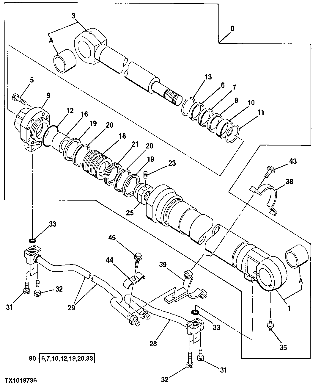 Схема запчастей John Deere 30LC - 323 - Right Boom Cylinder 3360 Hydraulic System