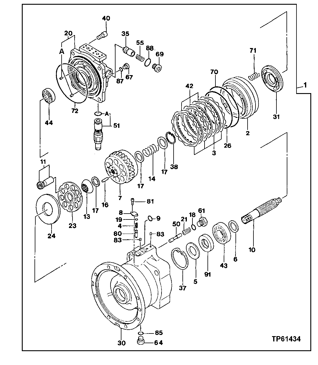 Схема запчастей John Deere 30LC - 342 - Swing Motor 4360 Hydraulics