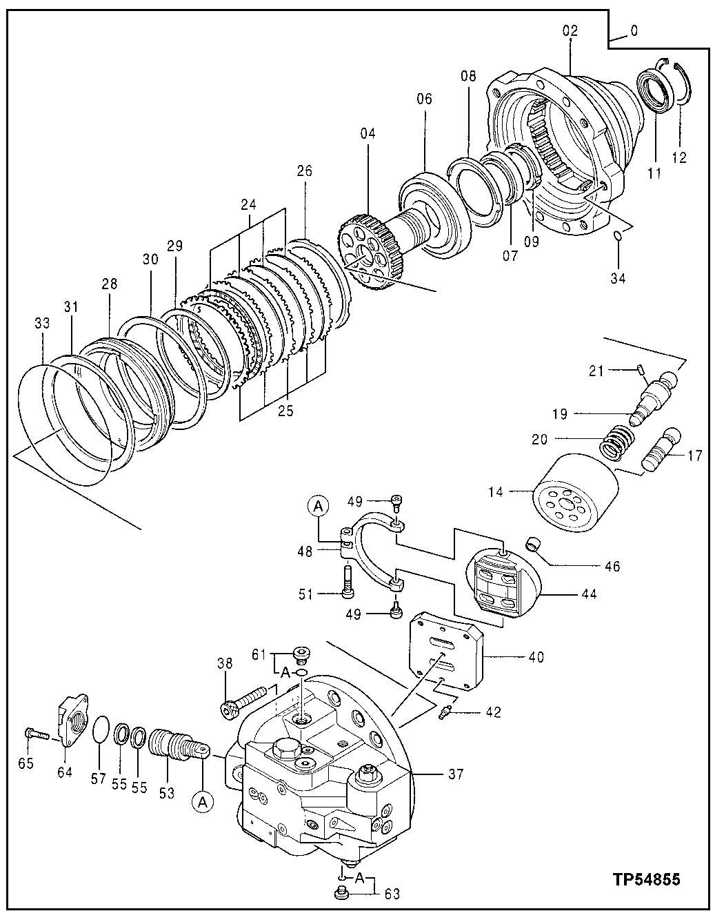 Схема запчастей John Deere 70LC - 17 - Travel Motor 0260 HYDRAULIC SYSTEM