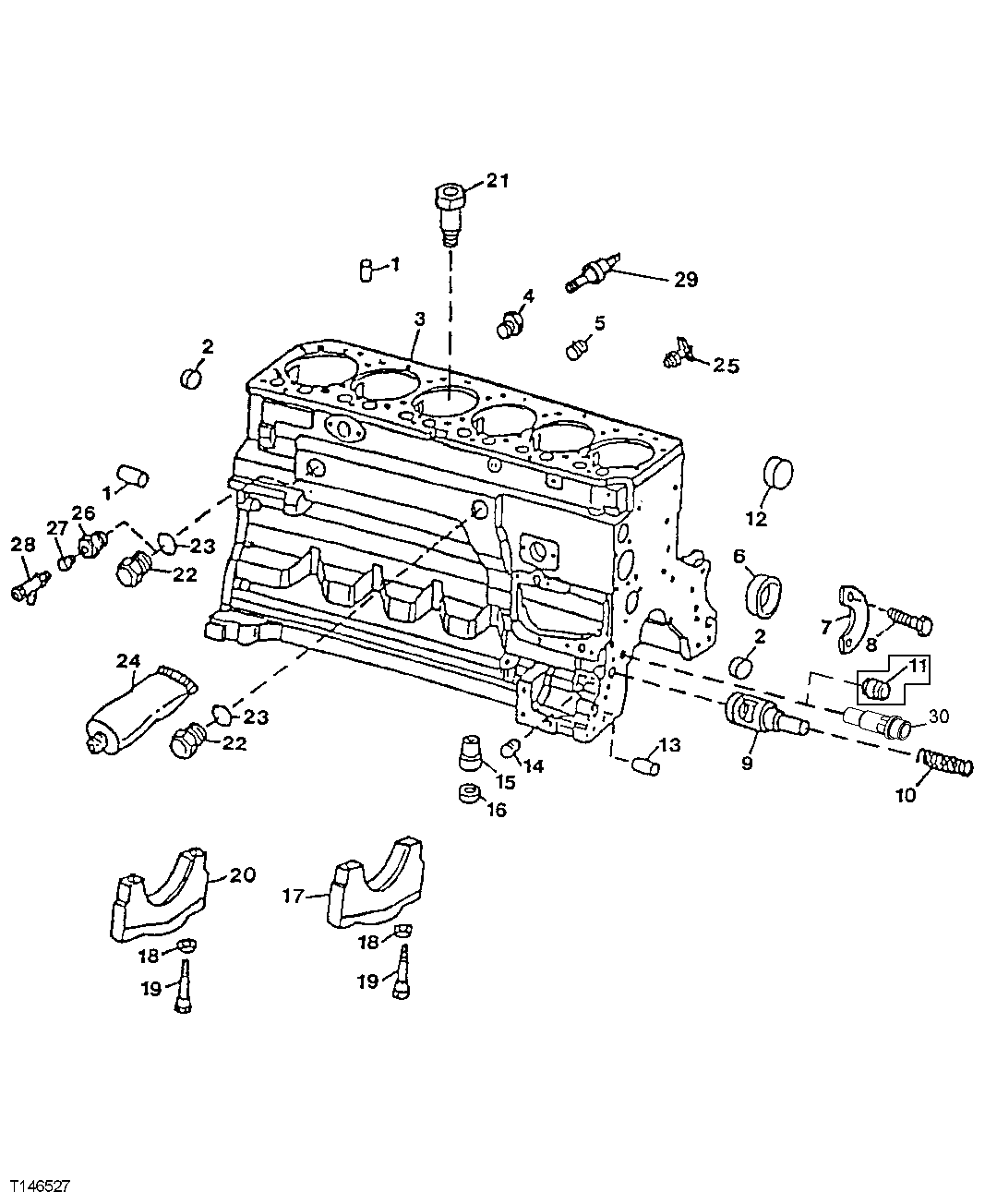 Схема запчастей John Deere 70LC - 32 - Cylinder Block And Main Bearing Caps 0404 Cylinder Block 6068HT052 6068HT052