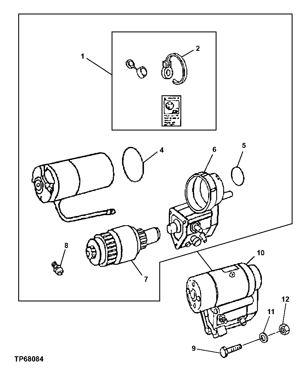 Схема запчастей John Deere 70LC - 61 - STARTING MOTOR (24 VOLT) (DOMESTIC) 0422 Starting Motor And Fastenings 6068HT052 6068HT052