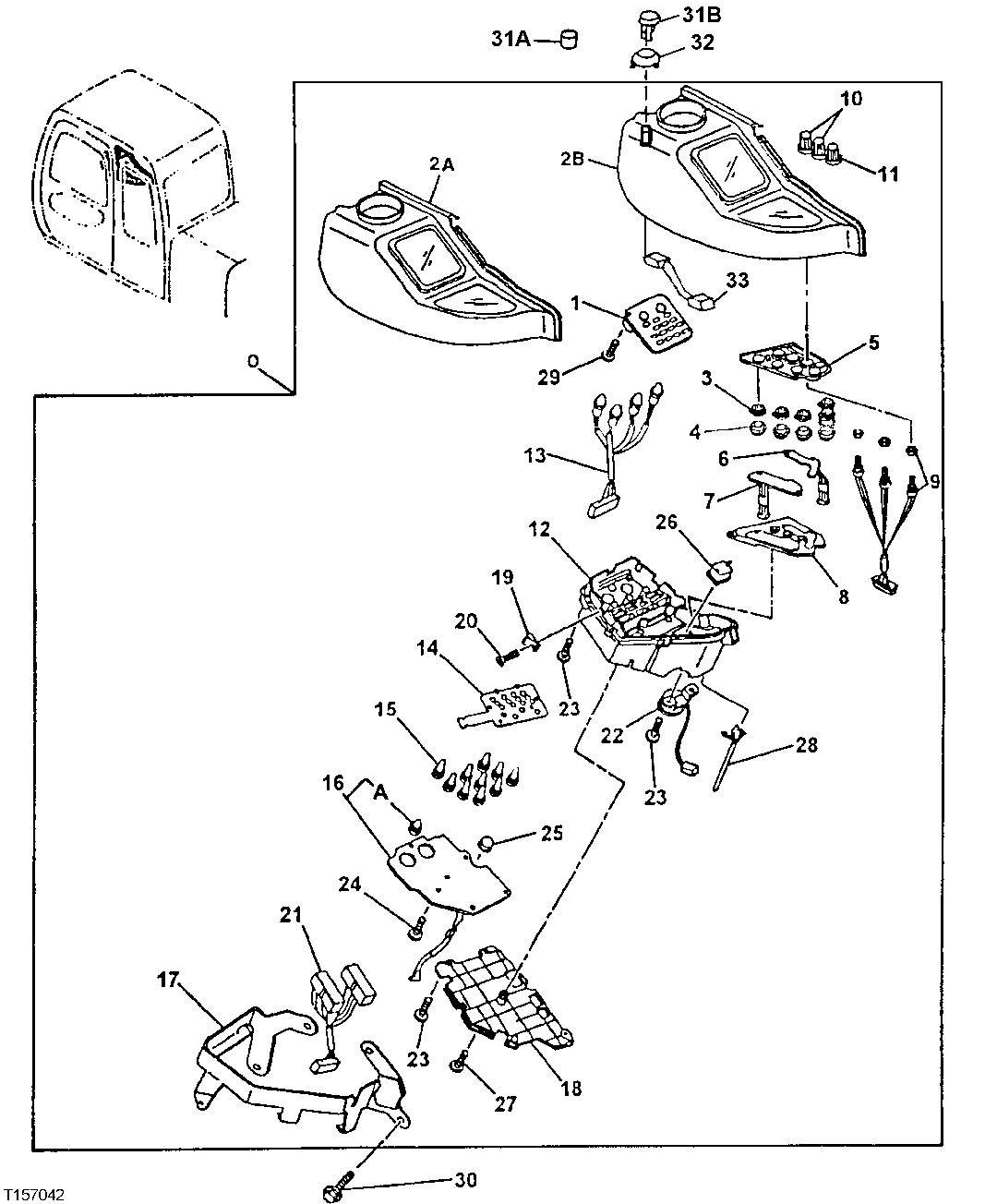 Схема запчастей John Deere 70LC - 93 - Monitor 1674 Wiring Harness And Switches