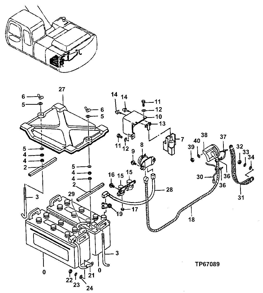 Схема запчастей John Deere 70LC - 96 - ELECTRIC PARTS 1674 Wiring Harness And Switches