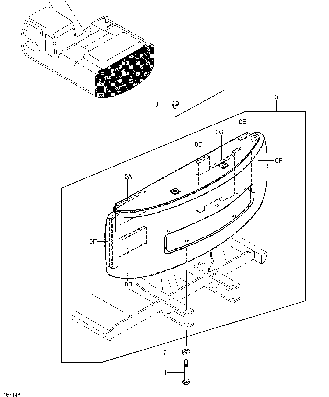 Схема запчастей John Deere 70LC - 108 - Counterweight 1740 Frame Installation