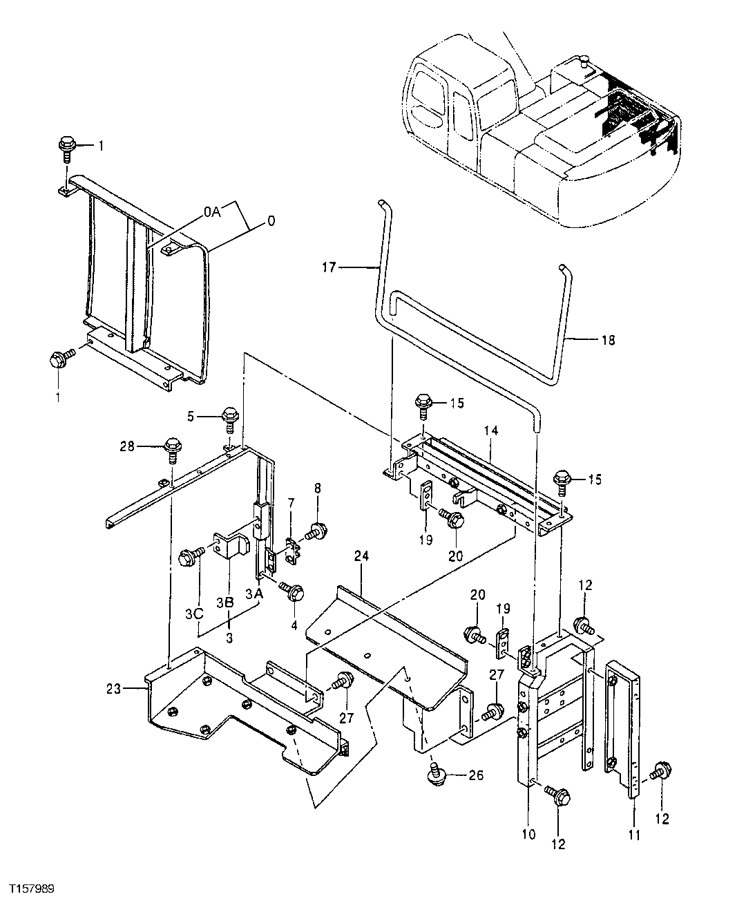 Схема запчастей John Deere 70LC - 164 - Cover 1910 Hood Or Engine Enclosure