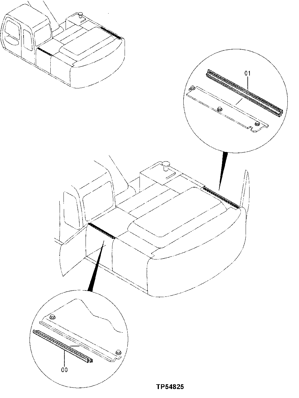 Схема запчастей John Deere 70LC - 167 - WEATHERSTRIP 1910 Hood Or Engine Enclosure