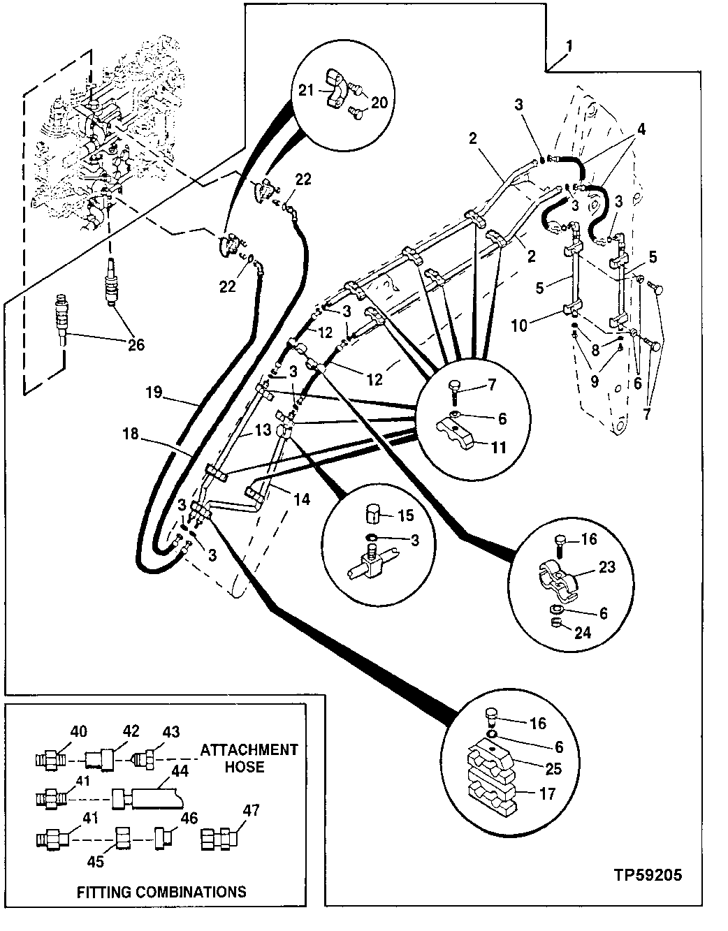 Схема запчастей John Deere 70LC - 272 - AUXILIARY HYDRAULIC PLUMBING 3360 HYDRAULIC SYSTEM