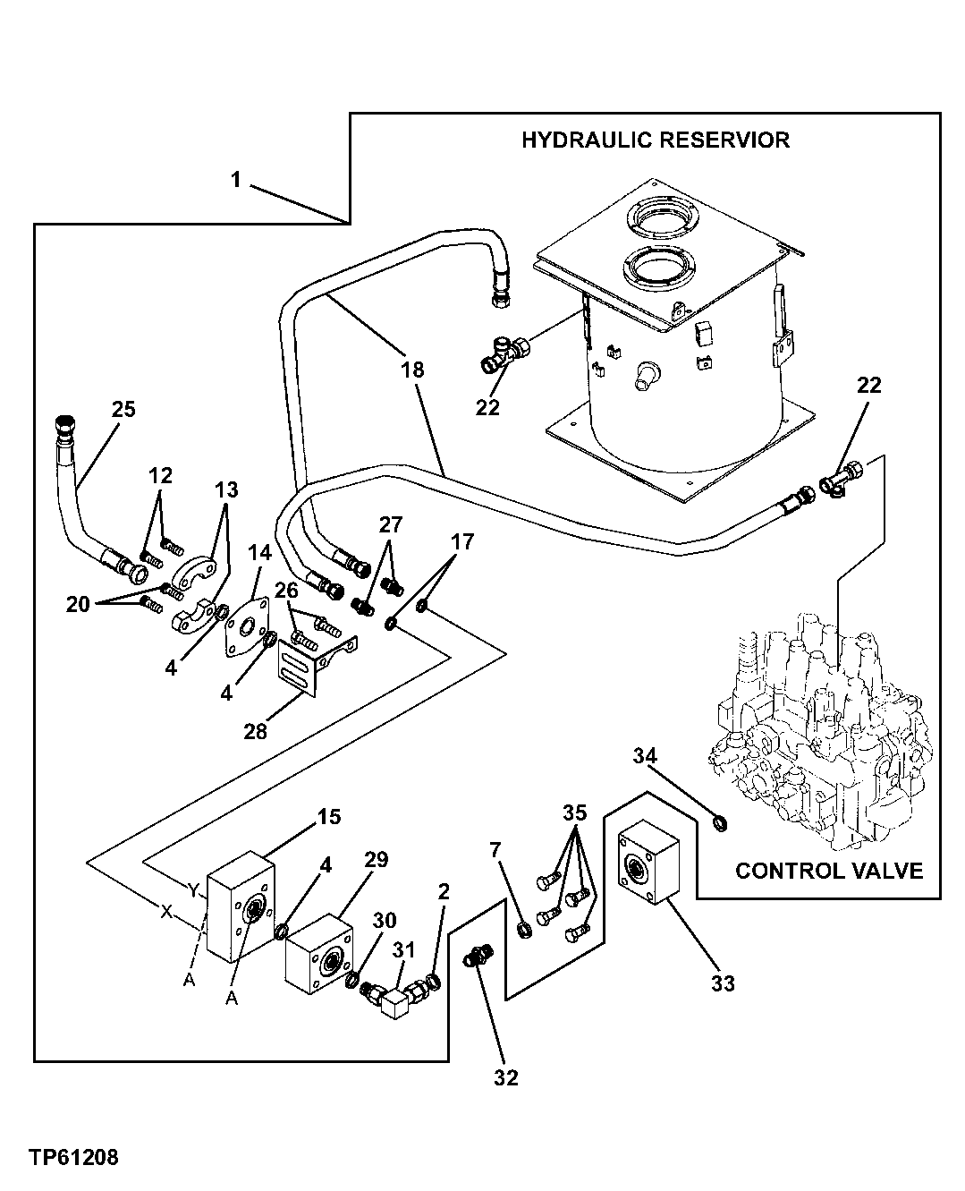 Схема запчастей John Deere 70LC - 280 - ARM ANTI-DRIFT VALVE HYDRAULICS 3360 HYDRAULIC SYSTEM