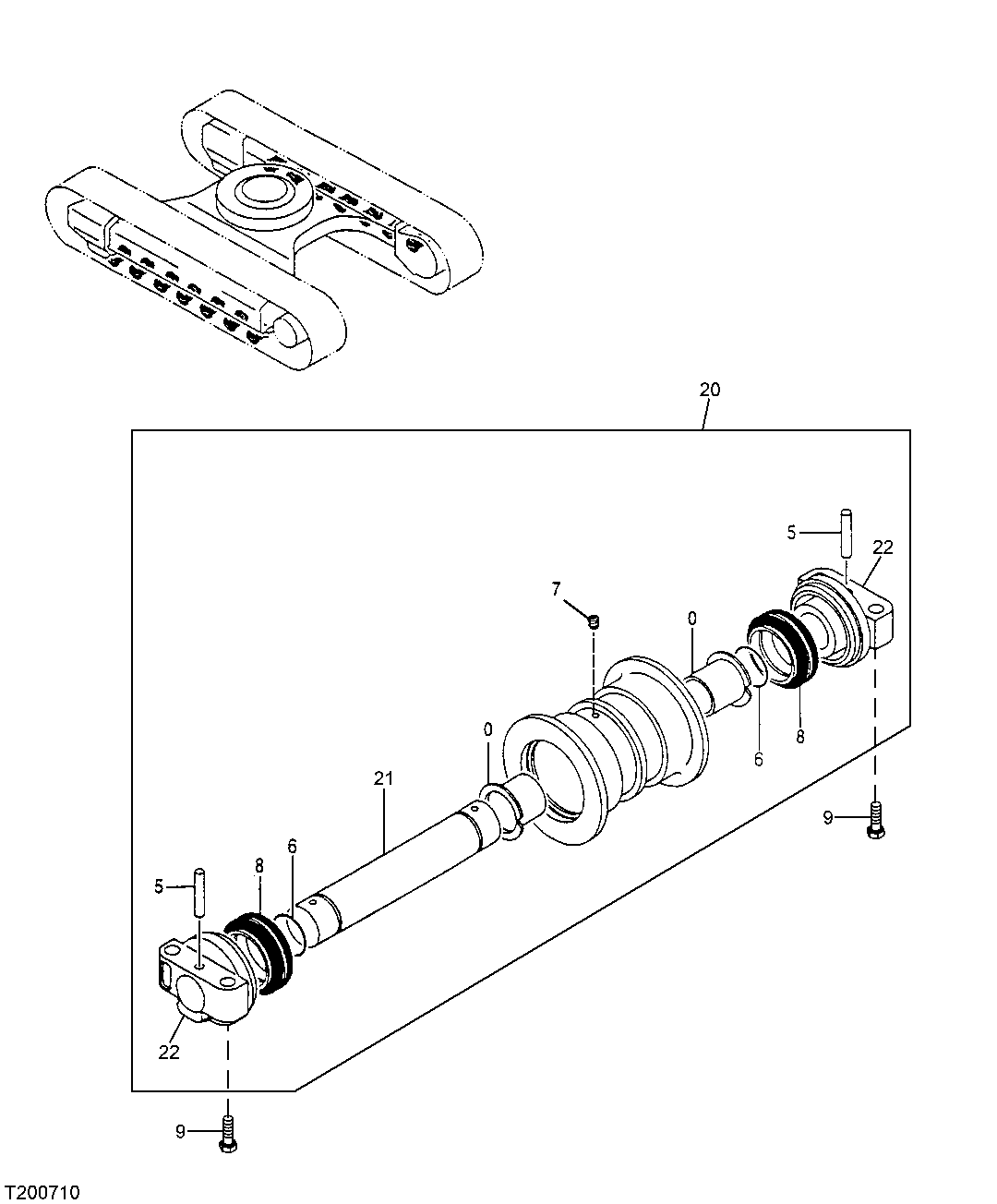 Схема запчастей John Deere 60LC - 12 - Lower Roller (041911 - ) 0130 Track Systems