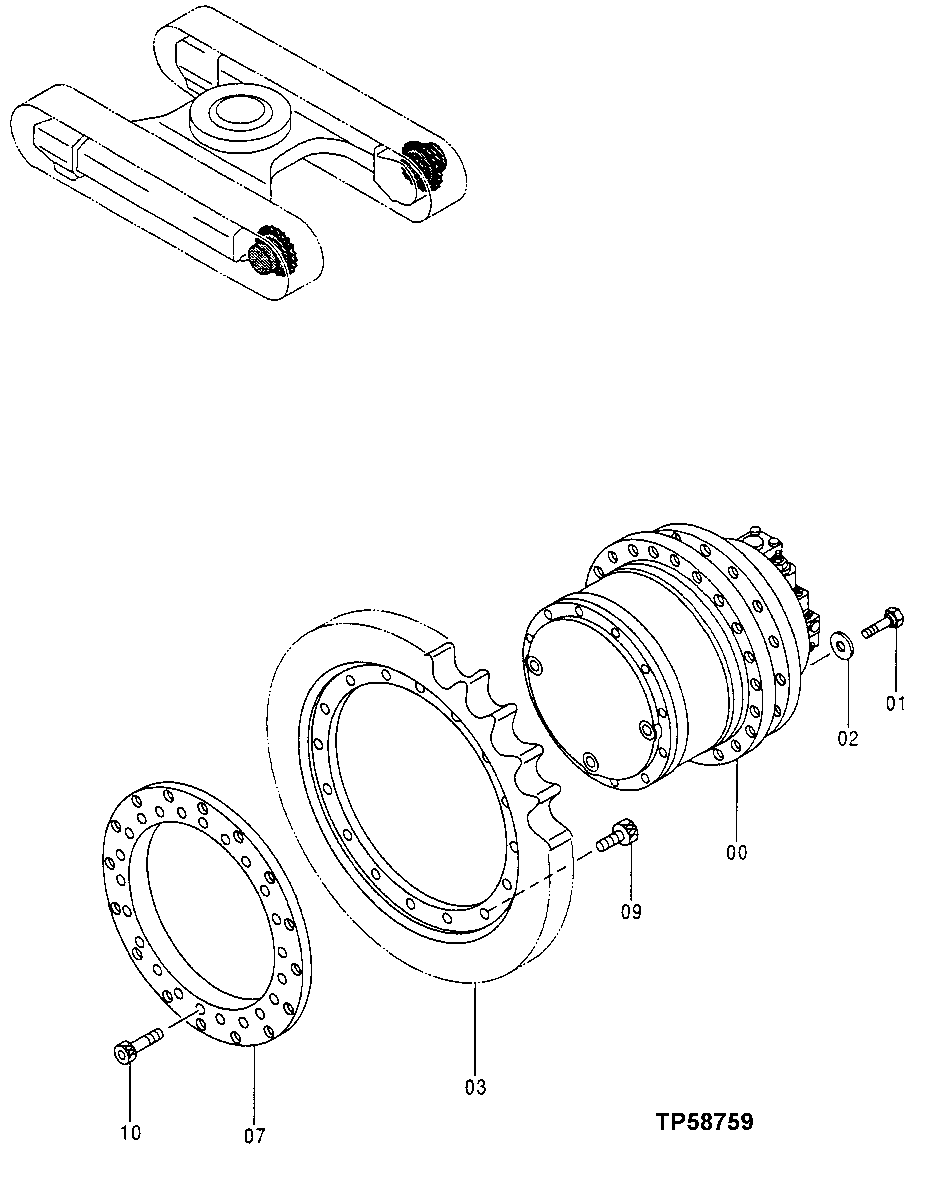 Схема запчастей John Deere 60LC - 18 - Travel Motor 0260 Axles, Diff. & Susp. Sys. Hyd. (Incl. Fwd)