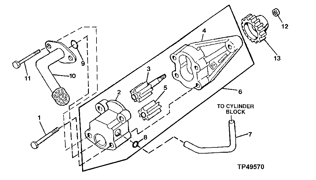 Схема запчастей John Deere 60LC - 37 - ENGINE OIL PUMP AND OIL PUMP INTAKE 0407A Engine Oiling System 4045TP053 4045TP053