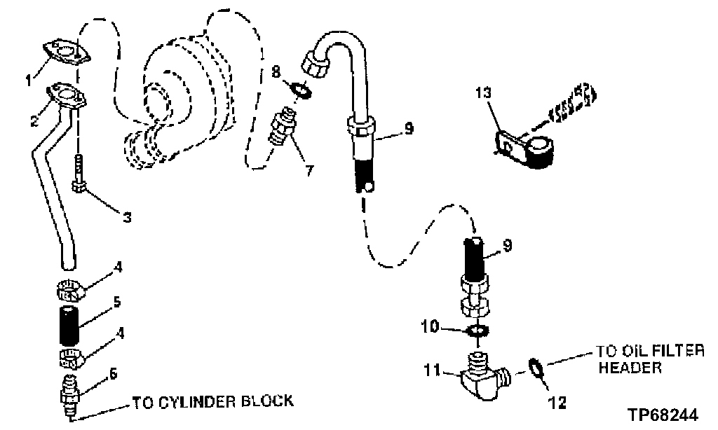 Схема запчастей John Deere 60LC - 55 - Turbocharger Oil Lines 0416A Turbocharger 4045TP053 4045TP053