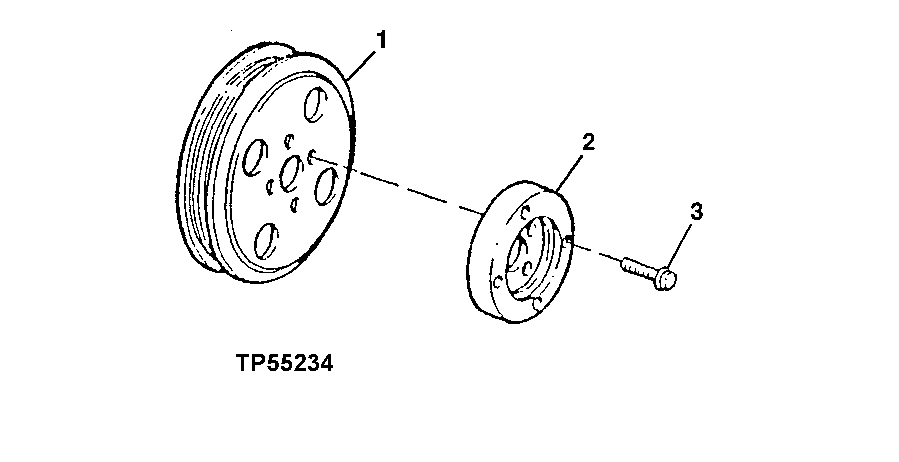 Схема запчастей John Deere 60LC - 119 - Crankshaft Pulley (709640 - 801836) 0429B Fan Drive (Damper, Idler, Pulleys, & Belt) 4045TT055 4045TT055