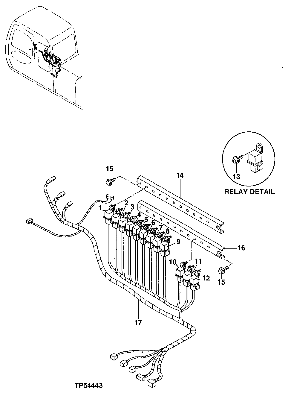 Схема запчастей John Deere 60LC - 151 - Electric Components 1674 Wiring Harness And Switches