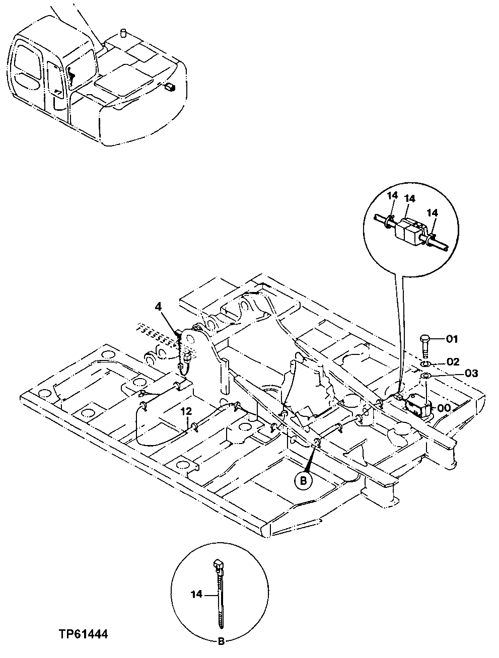 Схема запчастей John Deere 60LC - 157 - Travel Motion Alarm 1674 Wiring Harness And Switches