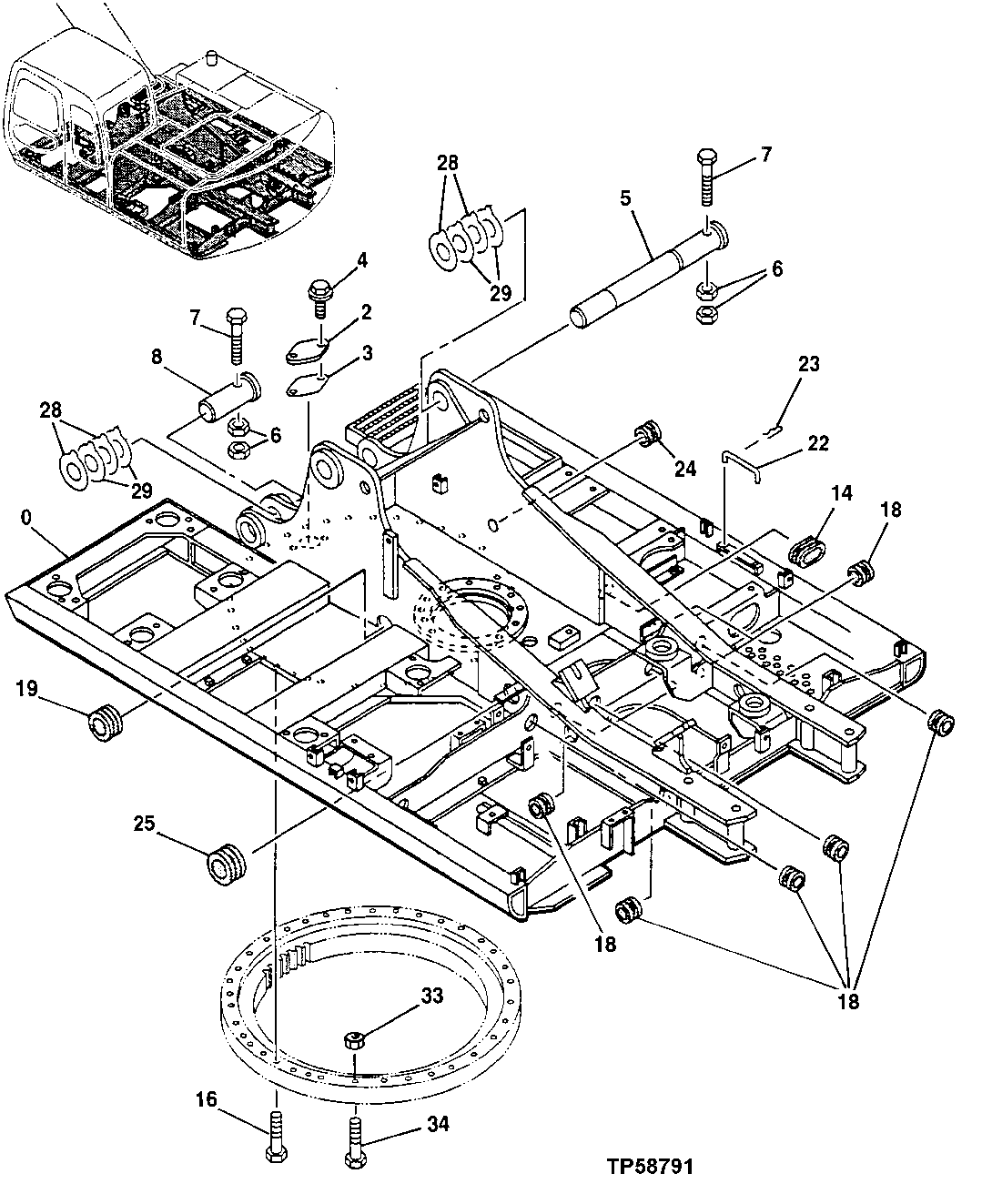 Схема запчастей John Deere 60LC - 166 - Main Frame 1740 Frame Installation