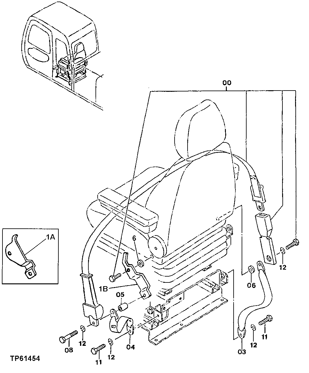 Схема запчастей John Deere 60LC - 193 - Seat Belt 1821 Seat And Seat Belts