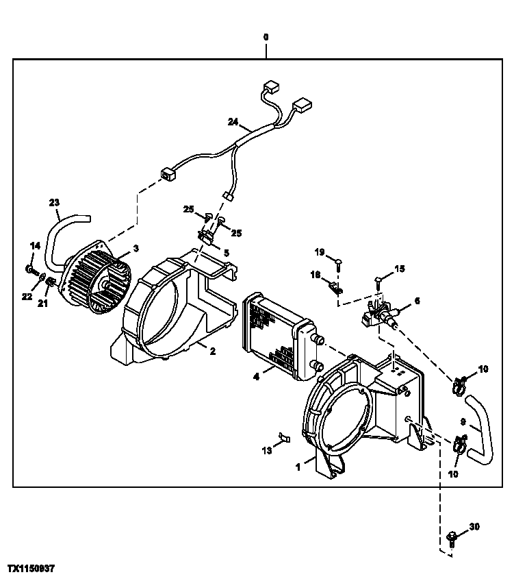 Схема запчастей John Deere 60LC - 201 - Cab Heater Components 1830 Heating & Air Conditioning