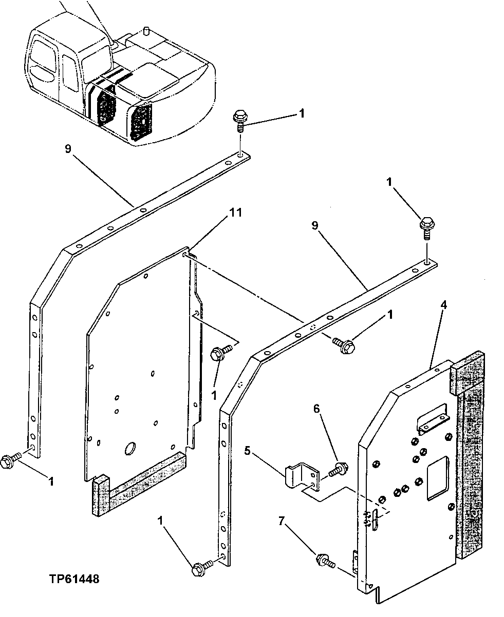 Схема запчастей John Deere 60LC - 206 - Cover 1910 Hood Or Engine Enclosure