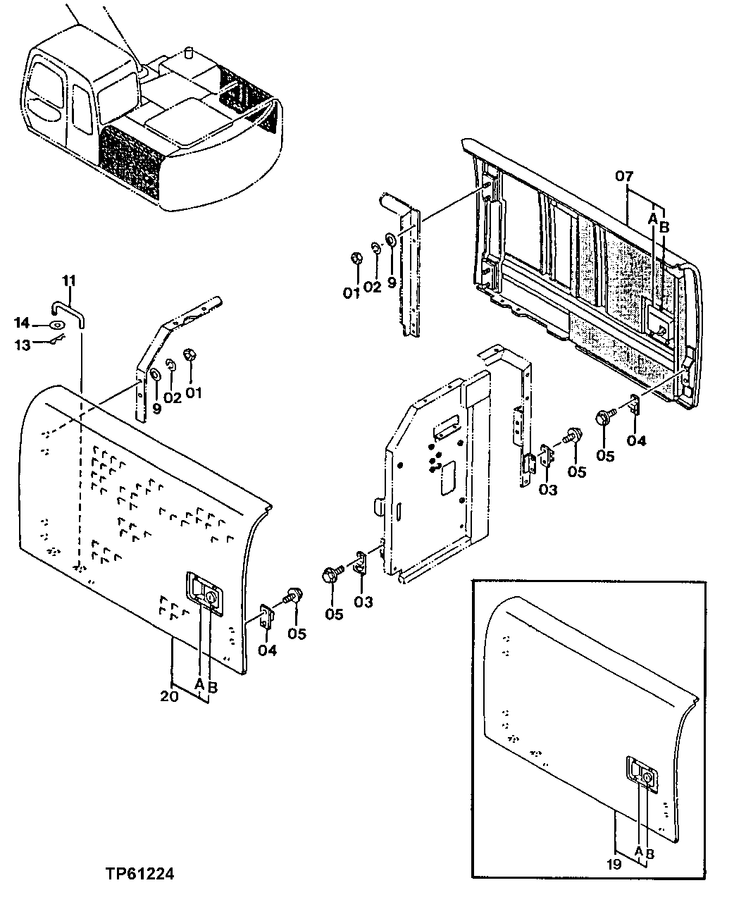 Схема запчастей John Deere 60LC - 207 - Cover 1910 Hood Or Engine Enclosure