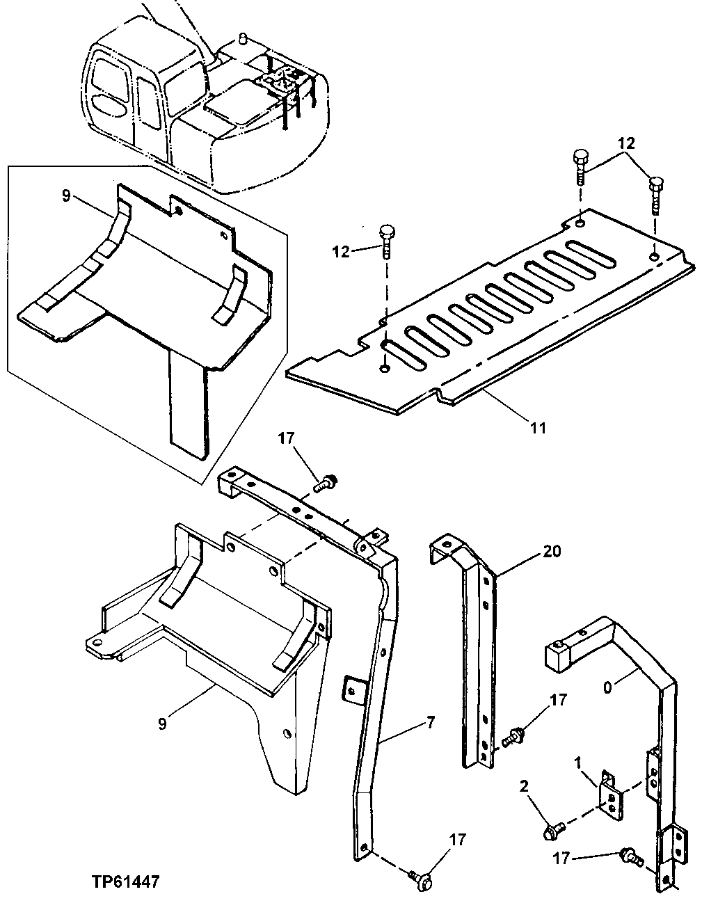 Схема запчастей John Deere 60LC - 208 - Cover 1910 Hood Or Engine Enclosure