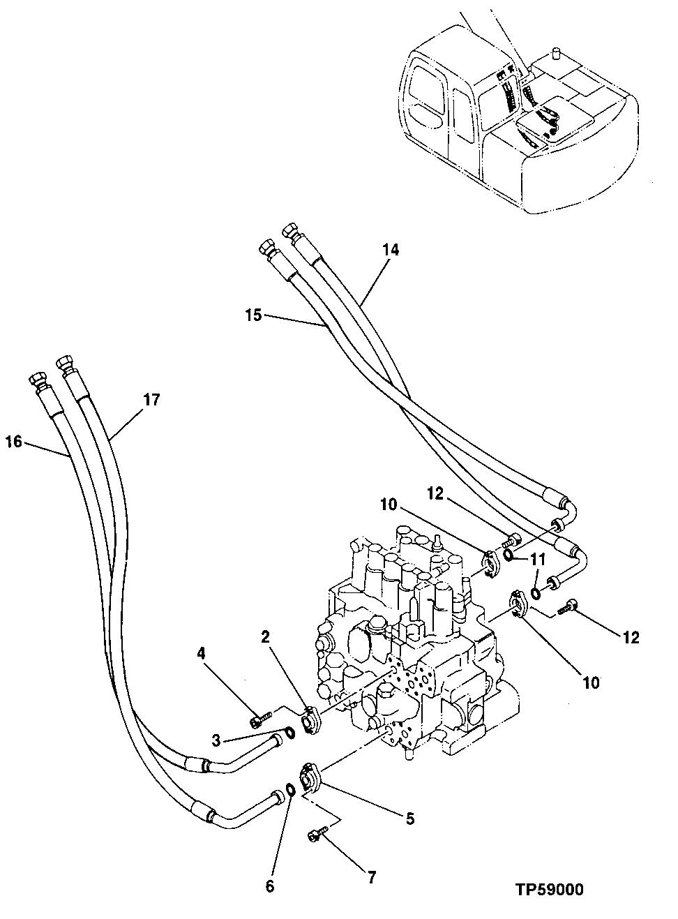 Схема запчастей John Deere 60LC - 265 - Main Hydraulic Hoses 3360 Hydraulic System