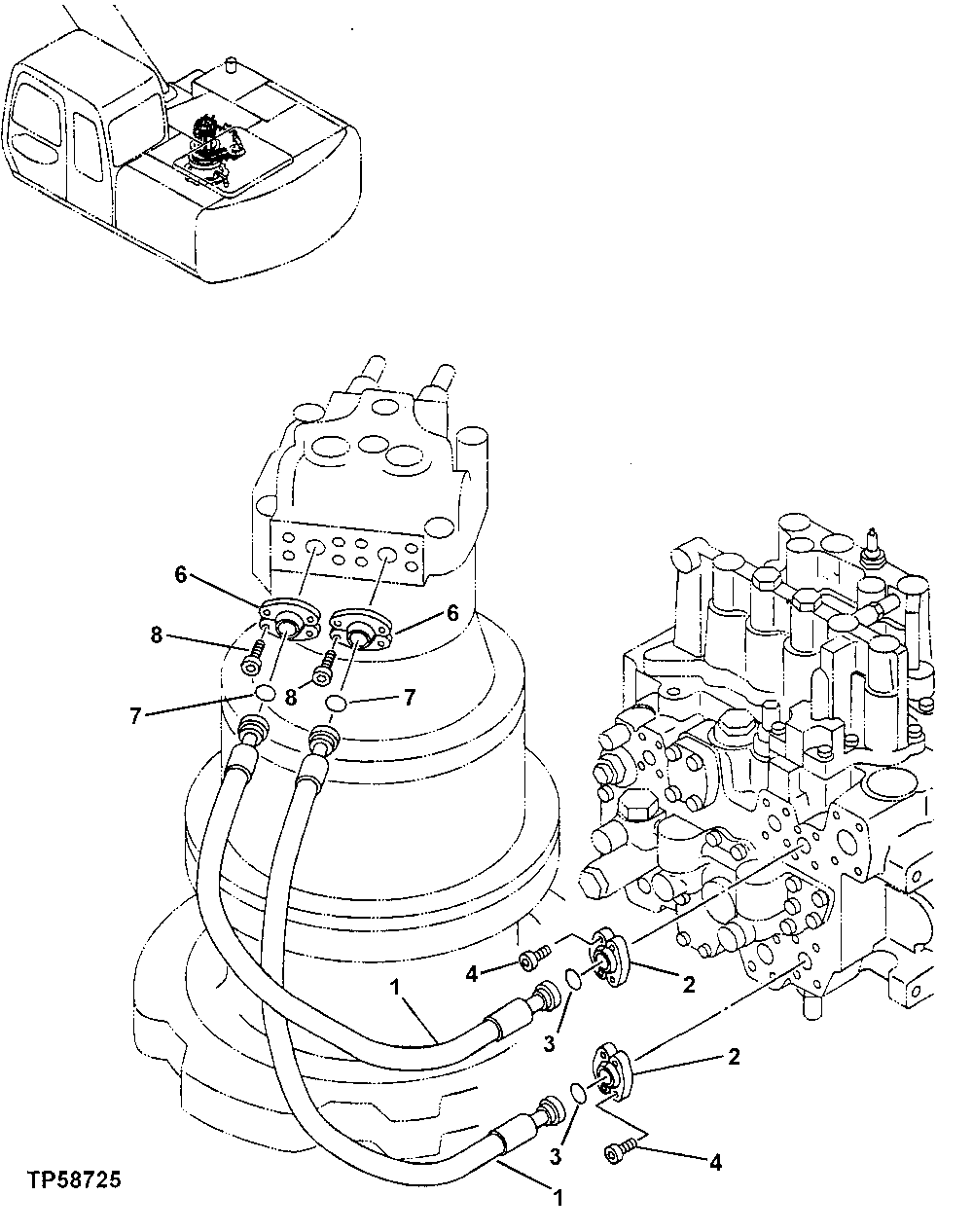 Схема запчастей John Deere 60LC - 266 - Main Hydraulic Hoses 3360 Hydraulic System